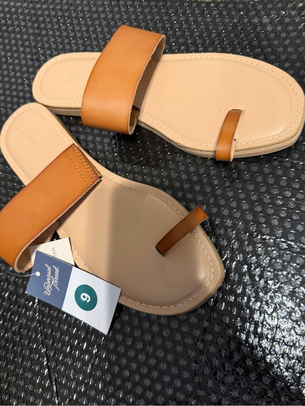 Women's Tan Slide Toe-Ring Sandals